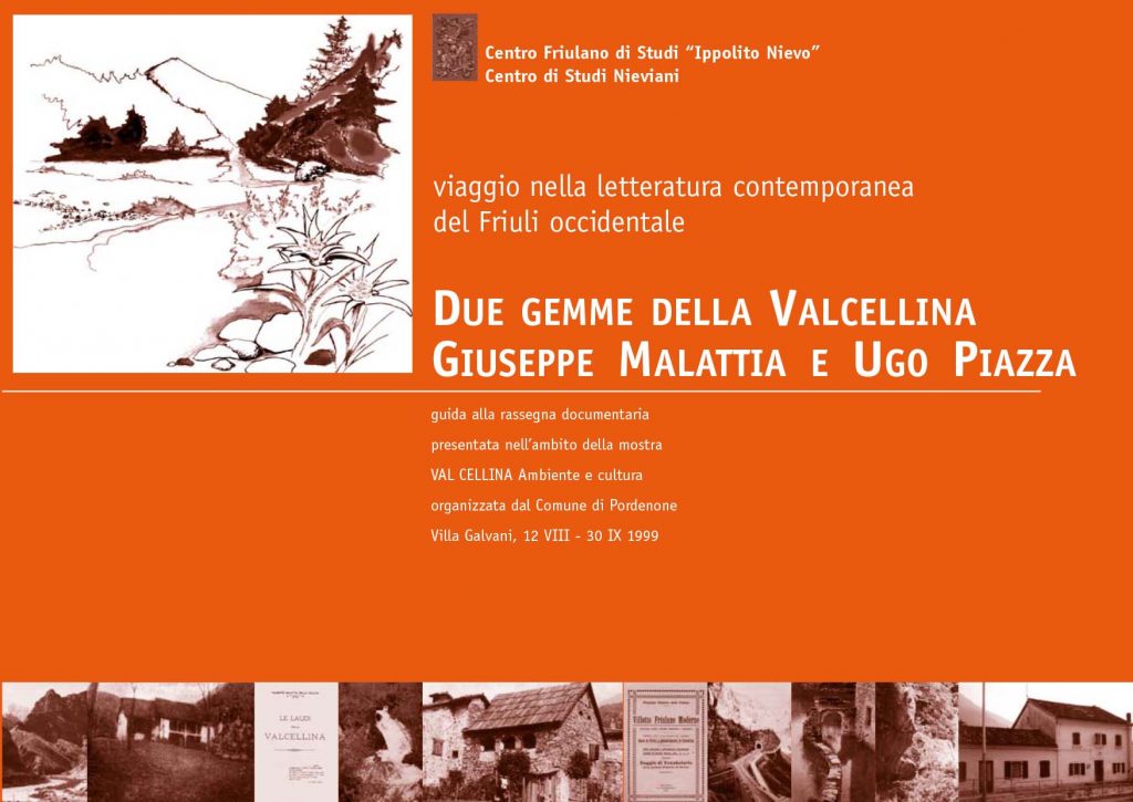 Copertina libro“ Due gemme della Valcellina: Giuseppe Malattia e Ugo Piazza”, cm 21x29,7, bicromia.