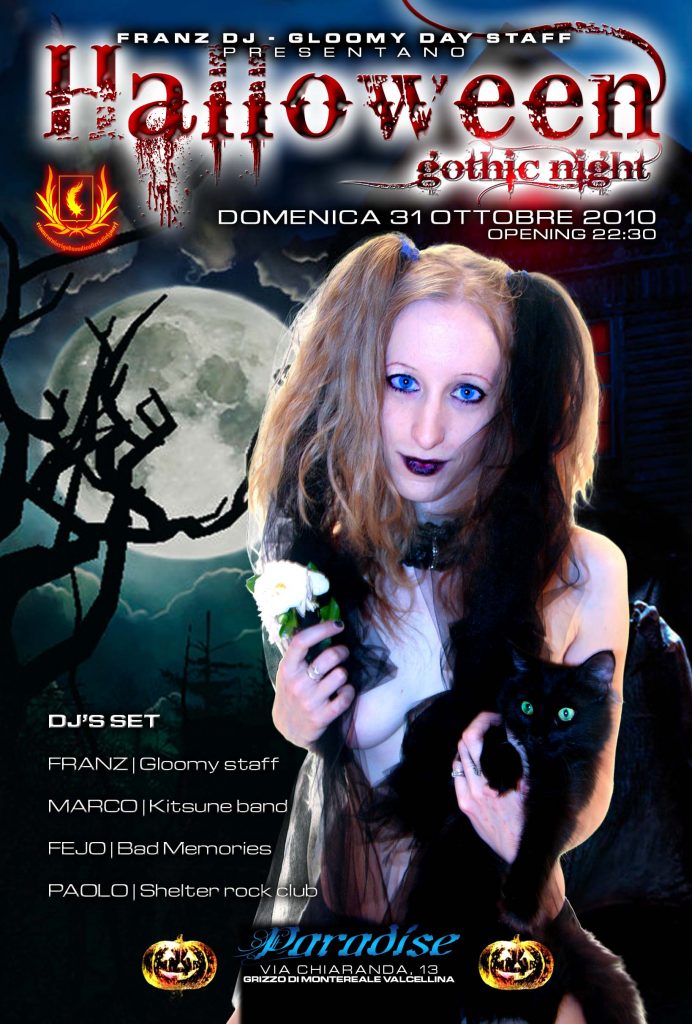 Flyer Halloween 2010.  Foto Lorenzo Mirmina. Cm 10x15. Fronte.